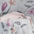 Zasłona biało, różowa z nadrukiem kwiatów z etaminy 140x250 cm przelotka - ANTEA