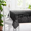 Obrus szyty czarny z miękkiej tkaniny welwetowej z efektem kreszowania