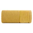 Ręcznik kąpielowy 50x90 cm bawełniany kolor musztardowy o strukturze krateczki z szeroką welurową bordiurą 500 g/m2 FRIDA