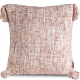 Poszewka na poduszkę 40x40 cm z tkaniny o wyraźnym grubym splocie różowa z chwostami na rogach GATI