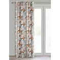 Zasłona beżowo, ruda zdobiona nadrukiem kwiatów 140x250 cm przelotka NESSI