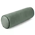 Poduszka dekoracyjna wałek 15 x 45 cm welwetowa jasnomiętowa zdobiony kontrastującą lamówką GAJA