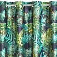 Zasłona welwetowa czarno, zielona ze wzorem egzotycznych liści 140x250 cm przelotka - DAVOS