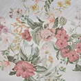 Obrus naturalno, różowy 140x240 cm SUMMER 12 zdobiony nadrukiem letnich kwiatów
