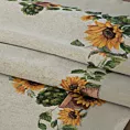Obrus naturalno, żółty 140x180 cm gobelinowy z wzorem kwiatów słonecznika