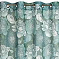 Zasłona oliwkowo, turkusowa w kwiaty peonii 140x250 cm przelotka - ASTER