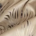 Zasłona welwetowa beżowo, szampańska z błyszczącym nadrukiem palmowych liści 140x250 cm przelotka - GLORIA