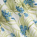 Zasłona biała w niebieskie kwiaty 140x250 cm przelotka - MARI
