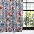 Zasłona szaro, różowa w kwiaty, zaciemniająca 140x250 cm przelotka - GAJA