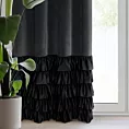 Zasłona welwetowa czarna zdobiona falbanami 140x250 cm przelotka - DANI