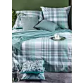 Pościel 160x200 cm flanelowa kolor miętowy, jasnoszary w klasyczną kratę MONTENEGRO Terra Collection