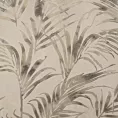 Zasłona beżowo, szampańska zdobiona nadrukiem liści palm z welwetu 135x270 cm przelotka - DEBRA