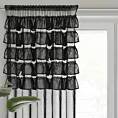 Firana czarna z etaminy zdobiona w górnej części falbanami 140x270 cm taśma AURA