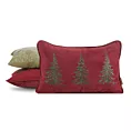 Poszewka na poduszkę świąteczna 30x50 cm welwetowa bordowo, zielona z szenilu zdobiona haftem choinek