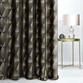 Zasłona szyta na taśmie 5 cm czarno złocista z tkaniny welwetowej zdobionej delikatnie połyskującym drukiem