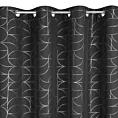 Zasłona czarna ze srebrnym geometrycznym nadrukiem 140x250 cm przelotka EVI