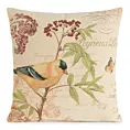 Poszewka na poduszkę 45x45 cm beżowo, jasnozielona żakardowa z motywem ptaszka GOBELIN