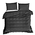 Pościel 220x200 cm gładka z satyny bawełnianej kolor czarny DINA Diva Line