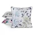 Poszewka na poduszkę 45x45 cm welwetowa, kremowo niebieska z nadrukiem pastelowych kwiatów VELVET 151 Eurofirany Premium