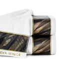 Ręcznik kąpielowy 50x90 cm bawełniany kolor biały,beżowy z designerską bordiurą 500 g/m2 Eva Minge