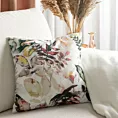 Poszewka na poduszkę 45x45 cm z tkaniny wodoodpornej biało, zielona idealna do ogrodu i na taras z motywem roślinnym GARDEN 2
