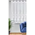 Firana biała z drobnej siateczki zdobiona haftowanymi kwiatami 350x150 cm przelotka NATALI