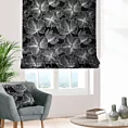 Roleta rzymska czarno srebrna z tkaniny welwetowej zdobionej delikatnie połyskującym drukiem