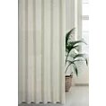 Zasłona szyta na taśmie 5 cm naturalna z matowej luźnotkanej tkaniny z efektem melanżu, wykończona obciążnikiem