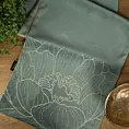 Bieżnik na stół ciemnomiętowo, złocisty 35x180 cm welwetowy BLINK 13 z dużym wzorem lilii wodnej