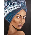 Obraz TAJEMNICA  portret kobiety w turbanie ręcznie malowany na płótnie