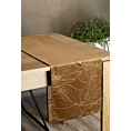Bieżnik na stół brązowo, złocisty 35x220 cm welwetowy BLINK 15 z liśćmi lilii wodnej