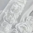 Firana biała z szyfonu zdobiona na brzegach pasem 3D róż z troczkiem w zestawie 140x270 cm taśma - ROSES Eva Minge
