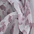 Dekoracja okienna biało, fioletowa z lekkiej etaminy z nadrukiem drobnych liści 140x250 cm przelotka - NOEMI