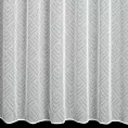 Firana szyta na taśmie 5 cm biało popielata z eleganckiej etaminy w drukowany, modny, geometryczny wzór