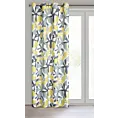 Zasłona biało, żółta w graficzny wzór kwiatów 140x250 cm przelotka - DORIN - Design 91