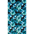 Zasłona czarno, niebieska w kwiaty z welwetu 140x270 taśma - KLEO