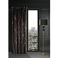Zasłona czarno, złota z wzorem geometrycznym z welwetu 140x270 cm taśma imitująca flex - VICTORIA 3 - Limited Collection