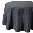 Obrus okrągły czarny średnica 150 cm o strukturze płótna STELLA 1 z dodatkiem srebrnej nici