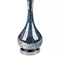 Lampa stołowa ADA na szklanej podstawie z turkusowego szkła z welwetowym abażurem