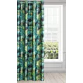 Zasłona welwetowa czarno, zielona ze wzorem egzotycznych liści 140x250 cm przelotka - DAVOS