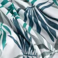 Zasłona biało, turkusowa we wzór liści 140x250 cm przelotka - ELINA - Design 91