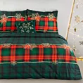 Pościel świąteczna 140x200 z mikrowłókna kolor zielony, czerwony zmotywem świątecznej kraty STAR 02
