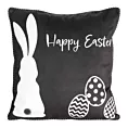 Poszewka na poduszkę 45x45 cm welwetowa czarno, biała z nadrukiem królika WIOSNA 5
