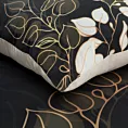 Pościel 220x200 cm z makosatyny bawełnianej kolor czarny, złoty z motywem liści VICTORIA 7 Limited Collection