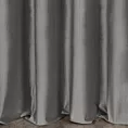 Zasłona szyta na taśmie 5 cm ciemnoszara z tkaniny welwetowej w pionowe prążki, wykończona obciążnikiem