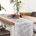 Bieżnik na stół naturalno, stalowy 40x180 cm INES z nadrukowanym motywem liści palmowych