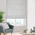 Roleta rzymska biała z matowej luźnotkanej tkaniny z efektem melanżu, wykończona obciążnikiem