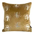 Poszewka na poduszkę 45x45 cm welwetowa, miodowo złocista z motywem pszczół BILNK
