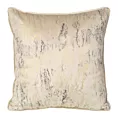 Poszewka na poduszkę 40x40 cm beżowa zdobiona jasnozłotym marmurowym nadrukiem KORNELIA