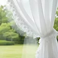 Komplet firan białych zdobionych aplikacją z gipiurą z perełkami 140x270 cm taśma+troczek ELENA